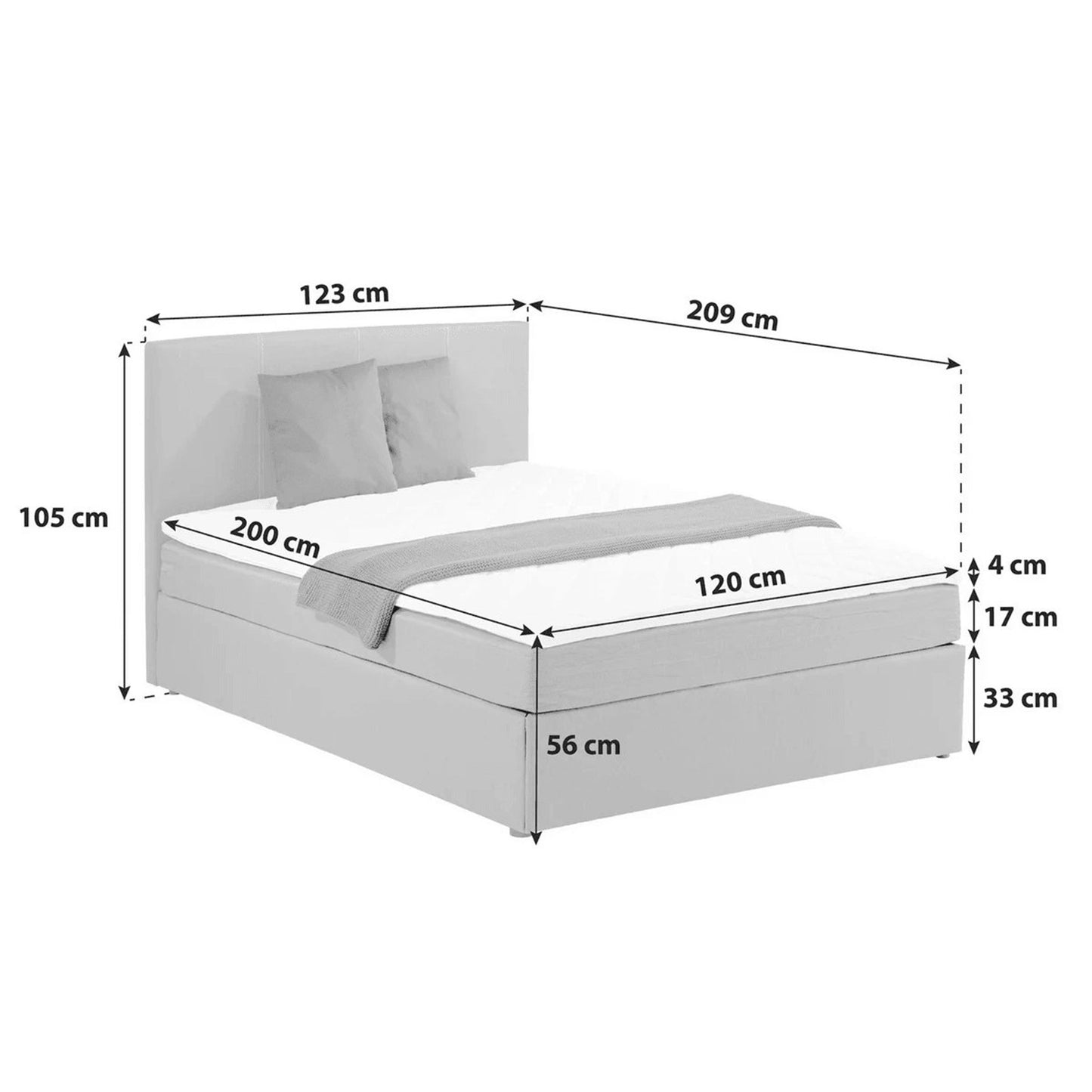 Pat BOXSPRING 120x200 cm gri