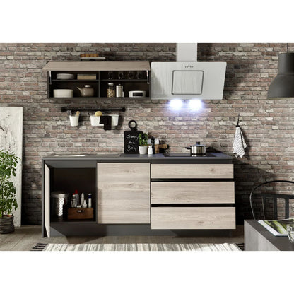 MOBILA BUCATARIE 210/150 cm în culori antracit, stejar