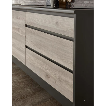 MOBILA BUCATARIE 210/150 cm în culori antracit, stejar