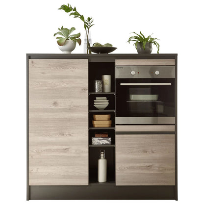 MOBILA BUCATARIE 210/150 cm în culori antracit, stejar