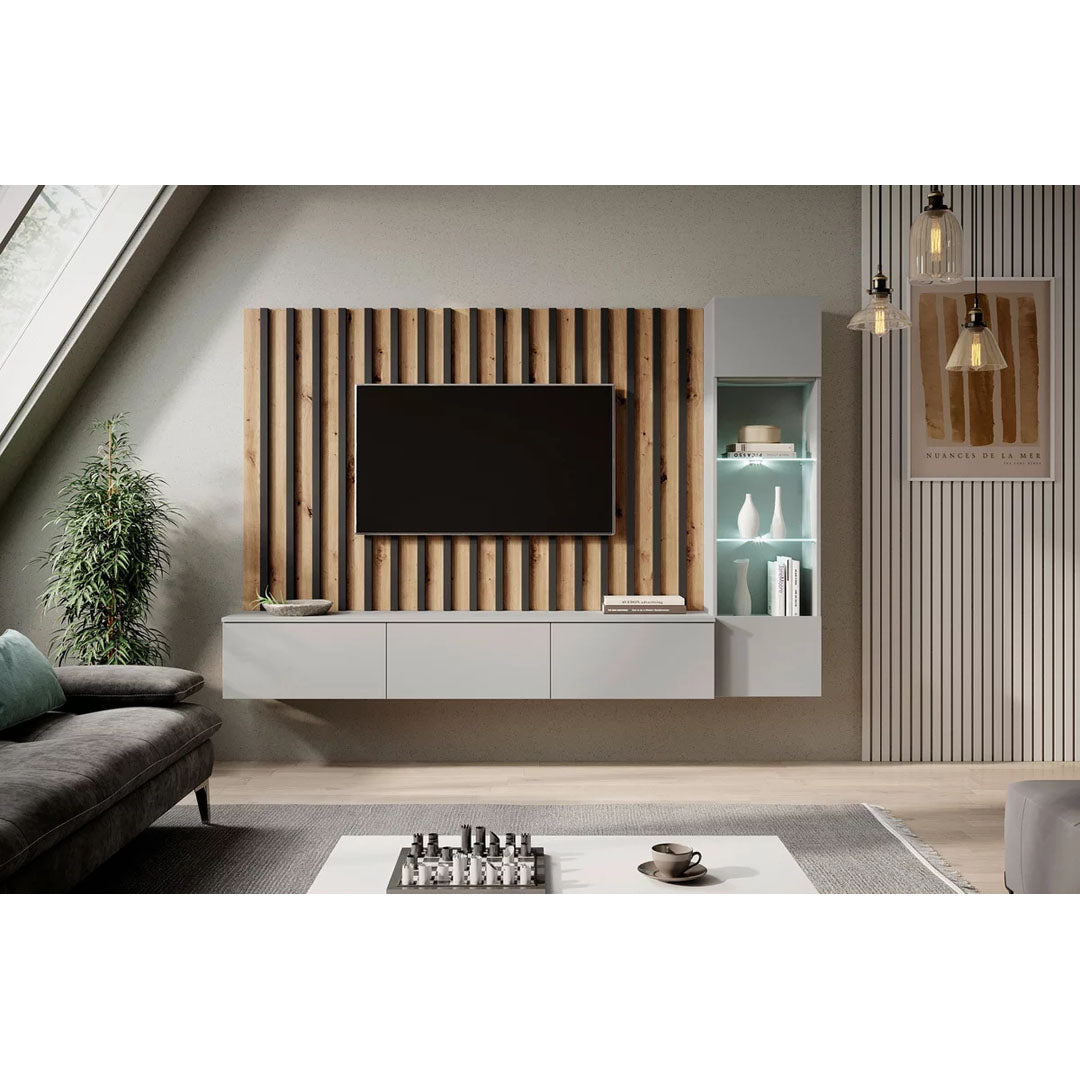 MOBILA SUFRAGERIE 220/148/35 cm gri, negru, stejar artizanal