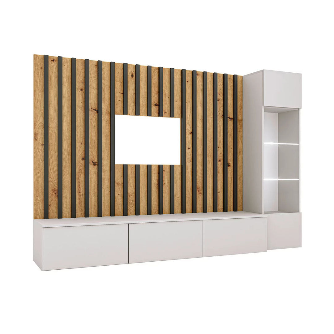 MOBILA SUFRAGERIE 220/148/35 cm gri, negru, stejar artizanal