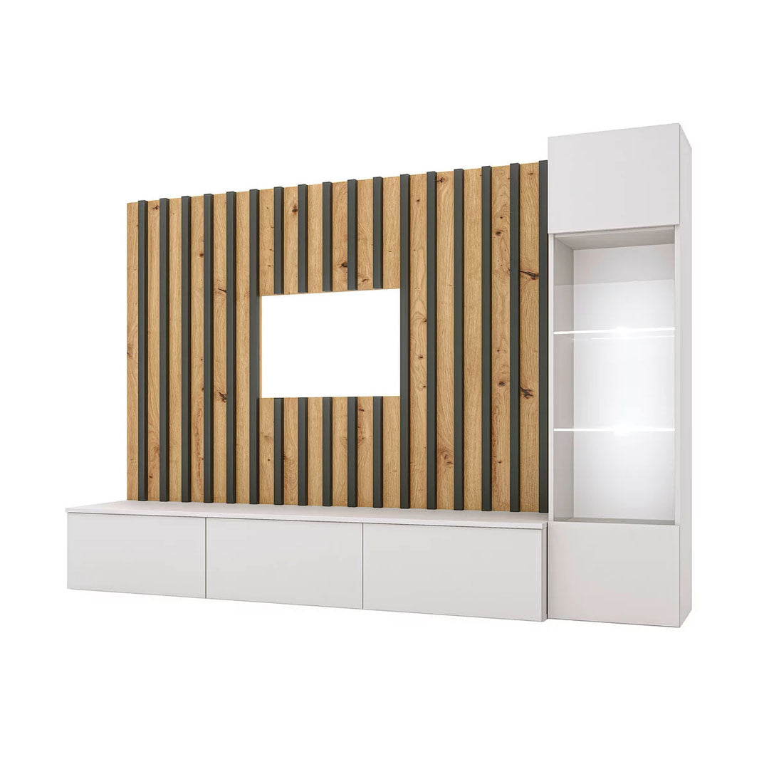 MOBILA SUFRAGERIE 220/148/35 cm gri, negru, stejar artizanal