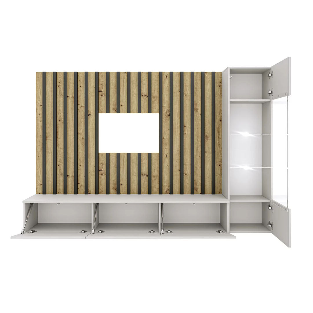 MOBILA SUFRAGERIE 220/148/35 cm gri, negru, stejar artizanal