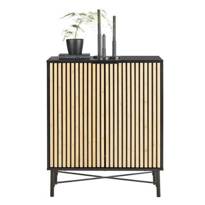 Comodă negru/solid natural