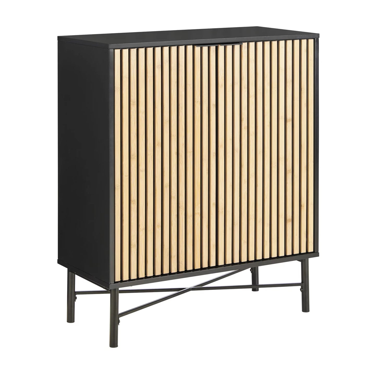 Comodă negru/solid natural
