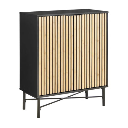 Comodă negru/solid natural