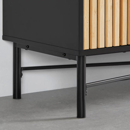 Comodă negru/solid natural