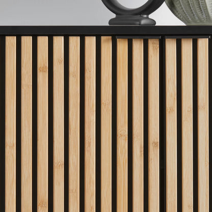 Comodă negru/solid natural